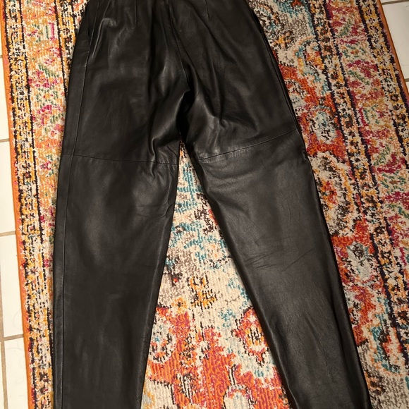 Genuine Leather High waisted Tapered Trousers (Made in Italy) - Picture 3 of 9